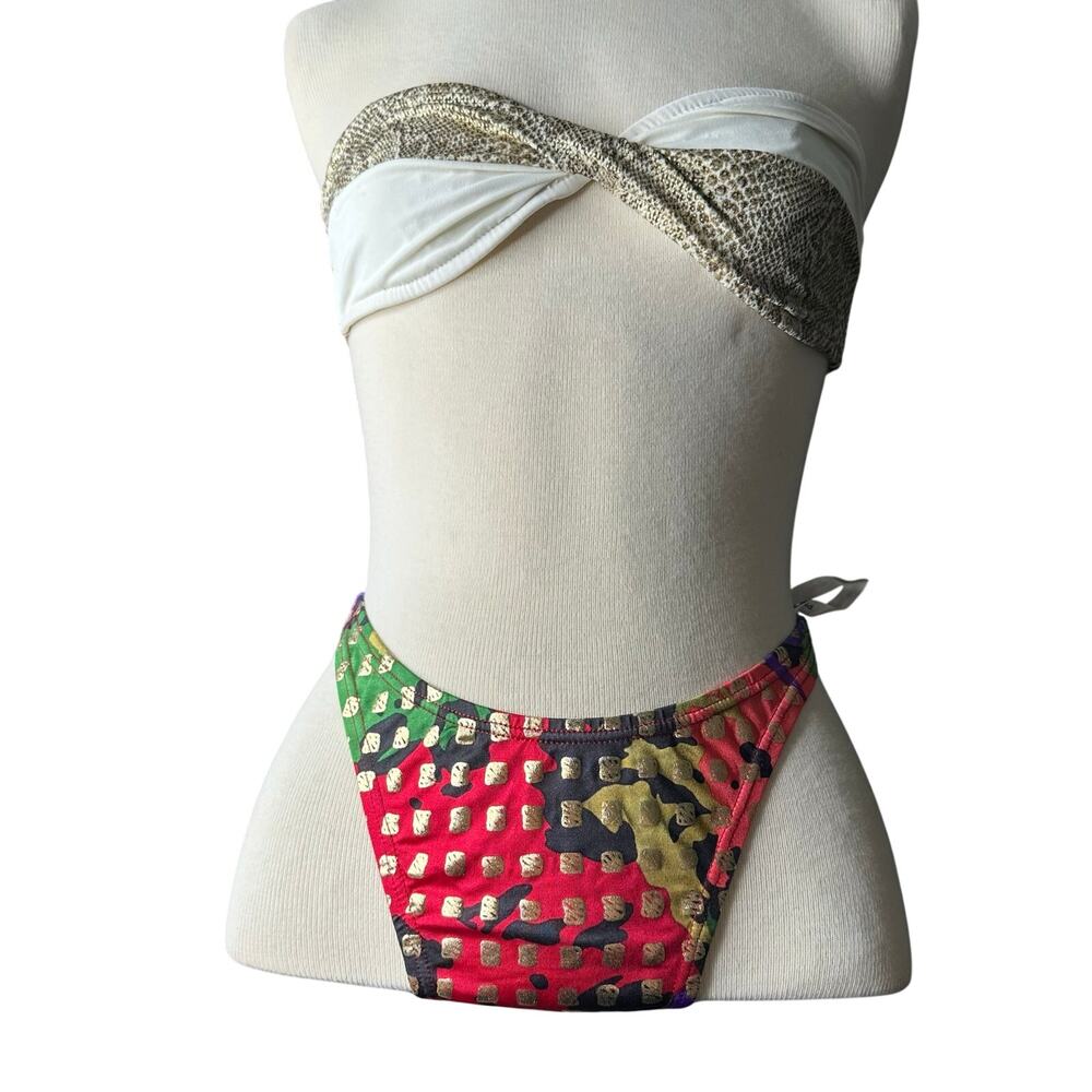 Vintage 80s/90s Bandeau Bikini Swim Mixed Suit Red gold
Women SZ XS/S